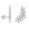 Magnifiques boucles d'oreilles grimpantes en forme de feuilles en argent et moissanite | D-Carats.