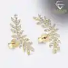 Gold moissanite leaf climber earrings | D-Carats.