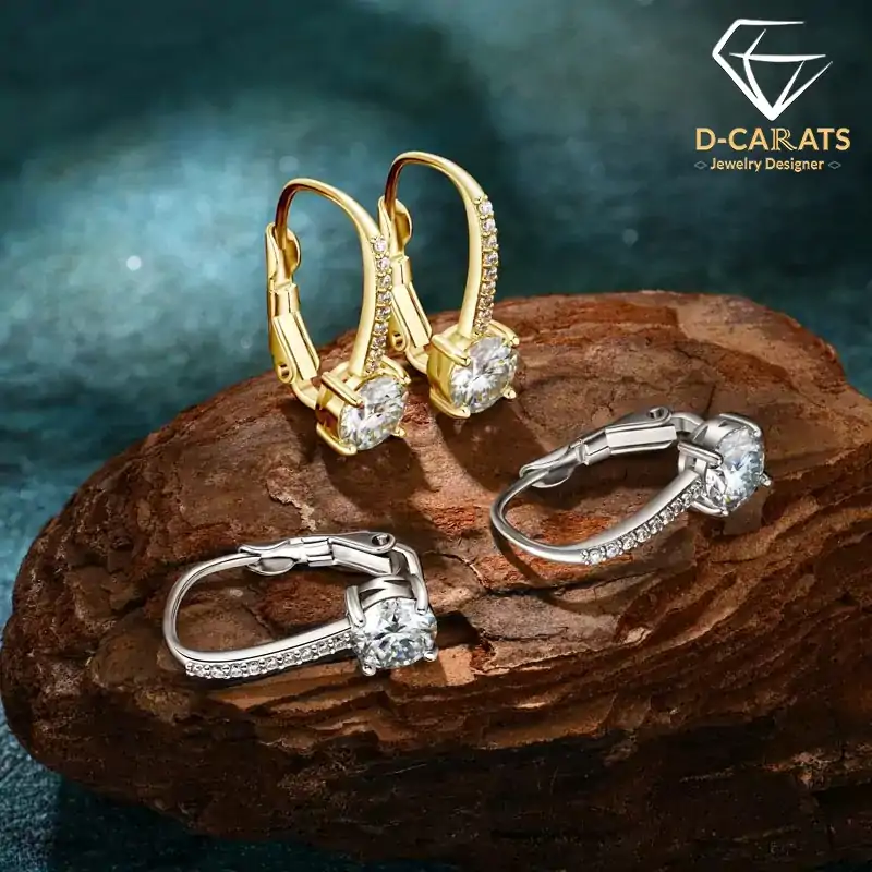 Silber Leverback-Ohrringe. 20 Stunning sterling silver moissanite leverback hoop earrings | D-Carats.
