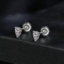 Affordable sterling silver moissanite lock back studs earring | D-carats.
