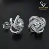 Love knot earrings. 1 Inexpensive sterling silver moissanite love knot earrings | D-Carats.