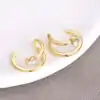 Verguld geelgoud oormanchetten zonder piercing, zilver moissaniet | D-Carats.