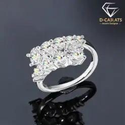 Lovely sterling silver moissanite diamond open ring | D-Carats.