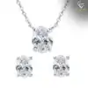 Schmuckset Silber Moissanit Diamant Ohrringe und Halskette | D-Carats.