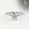 Beautiful sterling silver moissanite pave engagement ring | D-Carats.