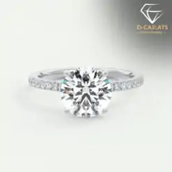 Beautiful sterling silver moissanite pave engagement ring | D-Carats.
