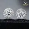 Stunning sterling silver moissanite round shape halo stud earrings | D-Carats.