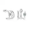 Pendientes de aro pequeños en forma de C de plata de ley con moissanita | D-Carats.
