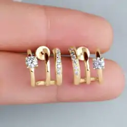 Gold-filled sterling silver moissanite small c hoop earrings | D-Carats.