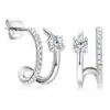 Pendientes de aro pequeños en forma de C únicos de plata con moissanita | D-Carats.