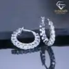 Small hoop earrings in sterling silver. 1 Stunning sterling silver moissanite small hoop earrings | D-Carats.