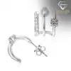 Cheap sterling silver moissanite small c hoop earrings | D-Carats.