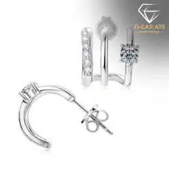 Cheap sterling silver moissanite small c hoop earrings | D-Carats.