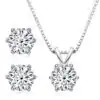 Schmucksets für Damen. 11 Beeindruckendes Moissanit-Diamant-Solitär-Halsketten- und Ohrstecker-Set | D-Carats.