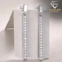 Elegant sterling silver moissanite stud drop earrings | D-Carats.