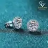 Elegant stud moissanite earrings in sterling silver | D-Carats.