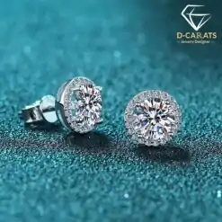 Elegant stud moissanite earrings in sterling silver | D-Carats.