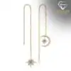 Gold-filled sterling silver moissanite threader earrings | D-Carats.