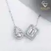Damenkette mit Anhänger im Halo-Design. 14 Klassische Halskette für Damen mit Anhänger aus versilbertem Moissanit | D-Carats.