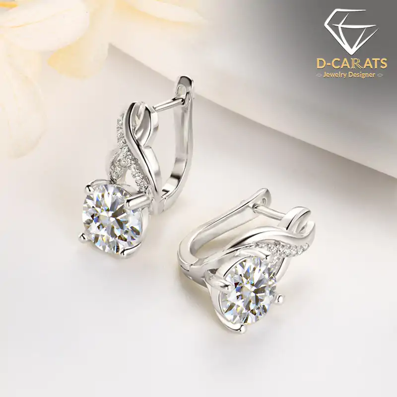 Infinity Ohrclips für Frauen. 3 Erschwingliche Ohrclips aus Silber mit Moissanit, Infinity-Design | D-Carats.