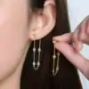 Gold threader earrings. 15 Yellow gold-filled sterling silver moissanite threader earrings | D-Carats.