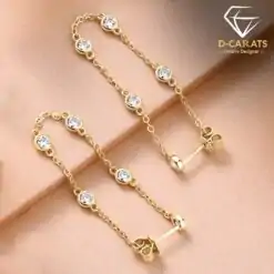 Yellow gold-plated sterling silver moissanite threader earrings | D-Carats.