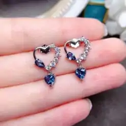 Sterling silver natural london blue topaz stud drop earrings | D-carats.