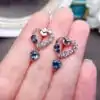 Pendientes colgantes de plata de ley con topacio london blue natural | D-carats.