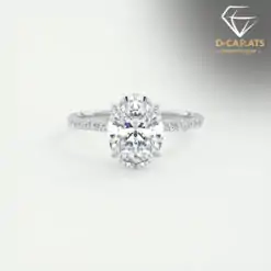 Affordable sterling silver oval cut simulated diamond engagement ring | D-Carats.