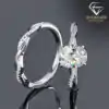 Engagement ring with twisted band in sterling silver moissanite diamond | D-Carats.