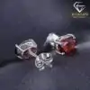 Valuable oval cut natural red garnet stud earrings in sterling silver | D-Carats.