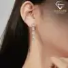 Sterling silver pear cut white sapphire dangle earrings | D-carats.