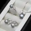 Grey sterling silver pearl jewelry set | D-Carats.