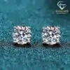 Elegant sterling silver round cut moissanite stud earrings | D-carats.