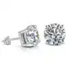 Boucles d'oreilles puces en argent avec moissanite taille brillant | D-carats.