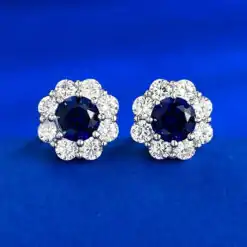 Elegante Ohrstecker aus Silber mit Saphirstein | D-Carats.