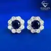 Blue sapphire <br> earring studs. 2 Elegant sterling silver sapphire stud earrings | D-Carats.