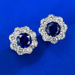 Expensive-looking sterling silver sapphire stud earrings | D-Carats.