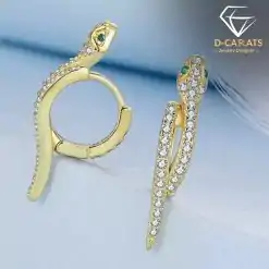 Gold-plated sterling silver snake huggie earrings | D-Carats.