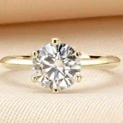 Adorable sterling silver solitaire moissanite engagement ring | D-Carats.