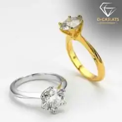 Beautiful sterling silver solitaire moissanite engagement ring | D-Carats.