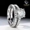 Valuable sterling silver stack moissanite engagement ring | D-Carats.