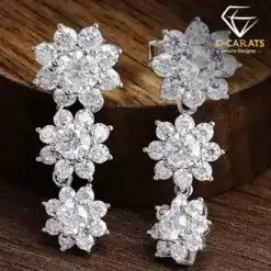 Beautiful sterling silver sunflower moissanite drop earrings | D-carats.