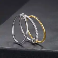 Elegant two-tone sterling silver ring with moissanite | D-Carats.