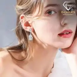 Adorable sterling silver water drop moissanite earrings | D-Carats.