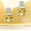 Yellow diamond sterling silver drop earrings | D-Carats.