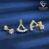 Yellow gold-plated sterling silver jacket earrings with moissanite diamond | D-Carats.