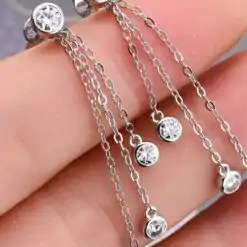Durable Moissanite Diamond Tassel Earrings | D-Carats
