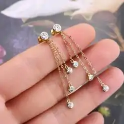 Best Value Boucles d'oreilles Moissanite Diamant Tassel | D-Carats