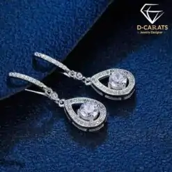 Elegant Teardrop Earrings Moissanite Silver | D-Carats